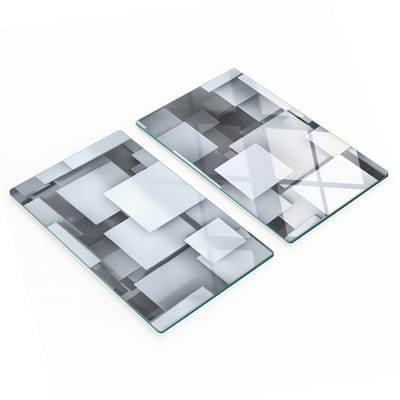 Glazen panelen met decoratieve prints, driedimensionale blokken, 2x30x52 cm