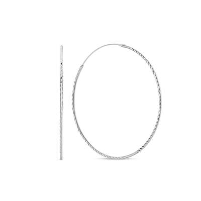 New Bling 9NB-1007 Zilveren Oorringen - Dames - Gediamanteerd - 40 mm Doorsnee - 1,36 mm Dikte - Rhodium - Zilver