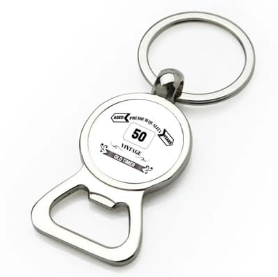 Akyol - oldtimer 50 jaar flesopener - Verjaardag cadeau - papa - collega - grappige tekst - 9 bij 3 cm