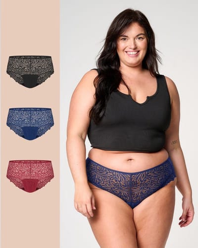 Moodies menstruatie ondergoed - bundel hipster lace - 3 stuks - dames - maat S - kleur