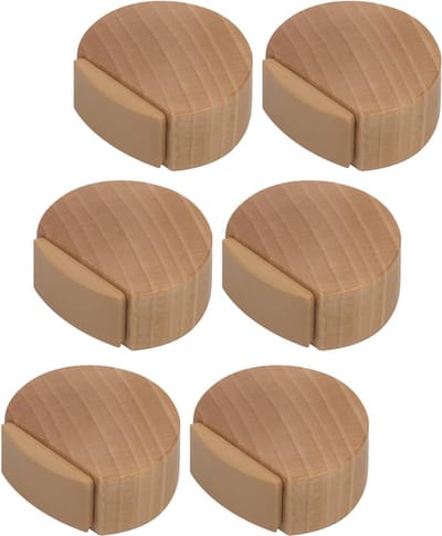 6-delige houten deurstopper - anti-botsing stootvaste ronde houten deurstopper - antislip stille houten deurtop - klevende deurstopper - houten deurstopper voor vloer en parket - 4,5x4,2x1,6cm - binnen - donkerbruin - 45*42*16mm