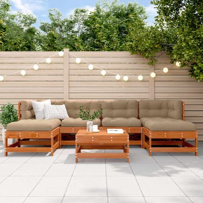 vidaXL - Tuin - loungeset - 7 - st - Wasbruin - Massief - grenenhout