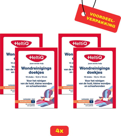 4X HeltiQ Wondreiniging Doekjes - 4x 10 stuks - Voordeelverpakking!
