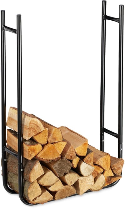 brandhoutrek smal - binnen en buiten - 90 x 60 x 20 cm - simpel design - zwart