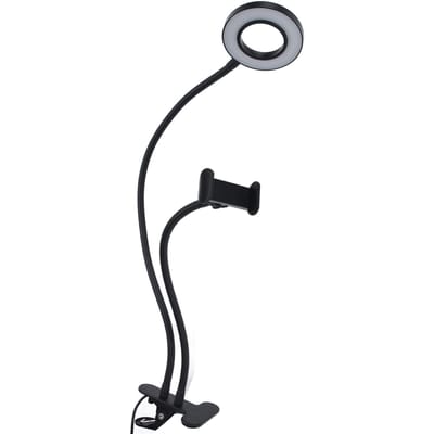 Éclairage en direct pour téléphone portable Lumière réglable 3 couleurs Angle réglable Alimentation USB multifonction Anneau lumineux pour selfie