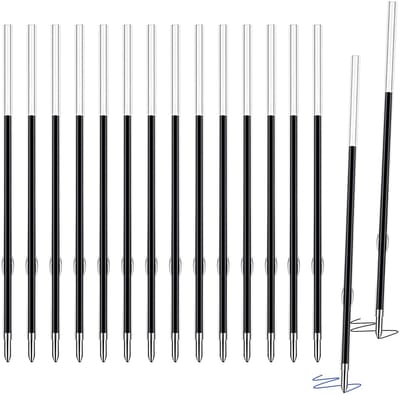 ONF3 Balpenvullingen, blauw en zwart, 60 stuks, intrekbare pen, navullingen 1,0 mm lijndikte, zwart, 98 mm lengte, kunststof