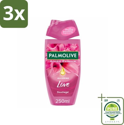 3 x Palmolive Douchegel Aroma Essence Alluring Love 250 ml - Grootverpakking - Douchegel - Geur - Hydratatie - Verzorging - Bloemige Geur
