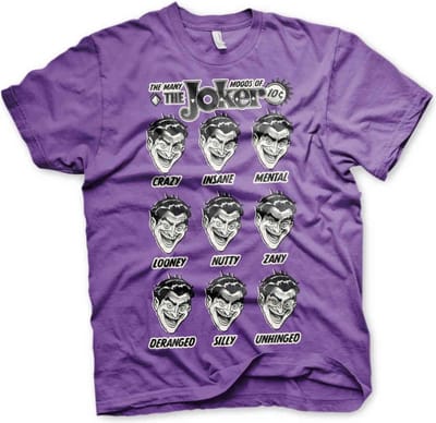 DC Comics Batman Heren Tshirt -S- The Many Moods Of The Joker Paars