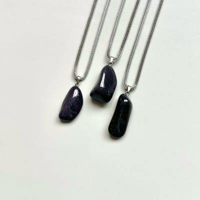 Gemstone ketting Goudsteen blauw