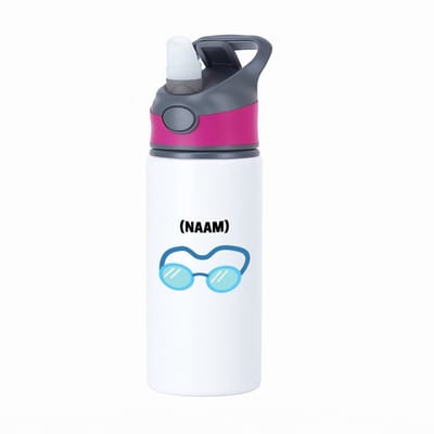Hacebo® - Zwem met eigen naam waterfles met rietje roze - Zwemmen - Zwemmer - Sport - water fles - 650ML