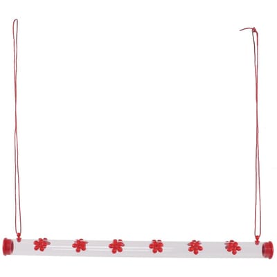 Mangeoire à oiseaux tube long suspendue facile à nettoyer avec fleur pour terrasse, jardin 50 white