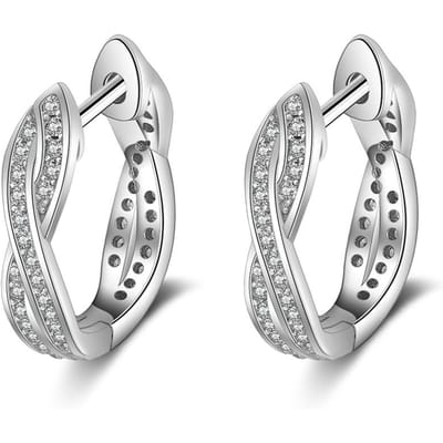 Boucles d'oreilles en argent sterling 925 tendance, bijoux cubiques de style vintage, boucles d'oreilles de mariage, cadeaux d'anniversaire pour femmes white