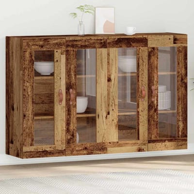 vidaXL - Wandkasten - 2 - st - Oud - Hout - 69,5 - x - 34 - x - 90 - cm - Bewerkt - hout