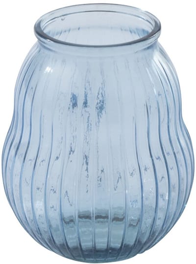 J-Line windlicht Gestreept - glas - lichtblauw - small