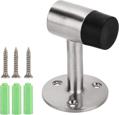 RVS Deurstoppers voor Wandmontage - Geluiddempende Rubber Stopper met Geborstelde Afwerking voor Deuren
