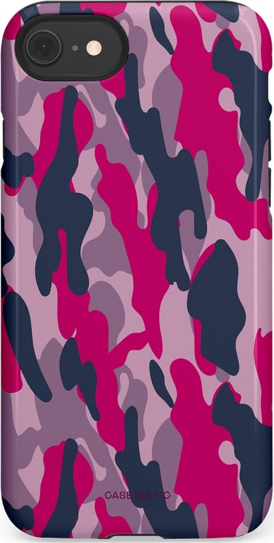 Casetastic hoesje geschikt voor Apple iPhone SE / Apple iPhone 7 / Apple iPhone 8 - Dubbellaagse bescherming - Urban Pink Camo - Fashion Case - Lila Roze Donkergrijs Grijs
