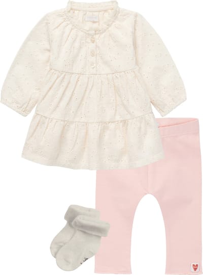 Noppies - Kledingset - Meisjes - 3 delig - Jurk Leawood Kant Butter Cream - Legging Adeleide Peach Whip - 1 paar sokjes - Maat 56