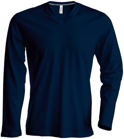 Kariban Heren Slim Fit Lange Mouw V Hals T-Shirt (Marine)
