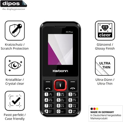 dipos – 4x Beschermfolie geschikt voor Karbonn K5 Plus | Krasbestendige & heldere Screenprotector Ultra-Thin