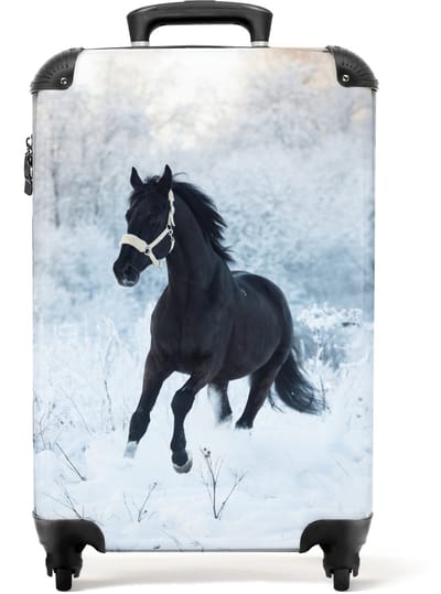 NoBoringSuitcases.com - Koffer - Paard - Winter - Sneeuw - Portret - Kinderen - Past binnen 55x40x20 cm en 55x35x25 cm - Trolley handbagage - Valiezen met wieltjes volwassenen - Reiskoffer op wielen - Rolkoffer lichtgewicht