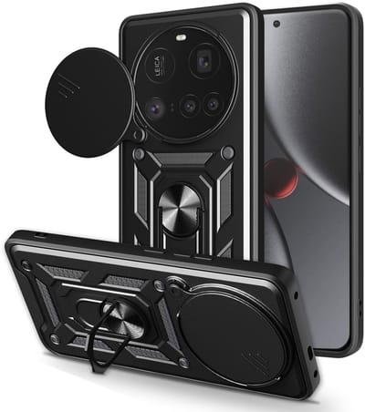 MobyDefend Hoesje - Geschikt voor Xiaomi 15 Ultra - Pantsercase Met Draaibare Ring - Zwart
