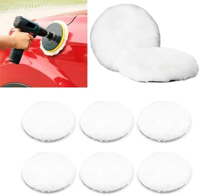 8 stuks 6-inch witte wollen polijstpads voor excentrische polijstmachine, autopolijstmachine of boormachine-opzetstuk – Geschikt voor het polijsten en in de was zetten van lak, het herstellen van defecten