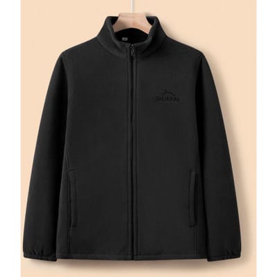 Fleecejack voor mannen van middelbare en oudere leeftijd Papa's lente- en herfst warme tops Oudere grootvader plus fluweel dik vest 5XL black