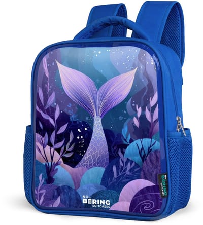 NoBoringSuitcases.com® - Rugzak blauw - Schooltas jongens - Zeemeerminnenstaart - Onderwaterplanten - Paars - Blauw - Kinder rugtas jongen - Boekentas kind - Kinderrugzak voor school - Schoolrugzak