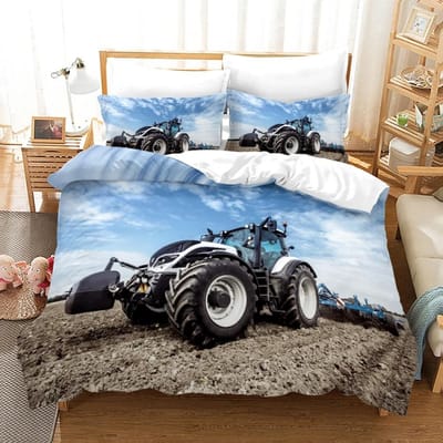 Tractor Beddengoedset 3D Print Boerderijgereedschap Kar Huisdecoratie Kussensloop Dekbedovertrek Schattig Cadeau Voor Familie en Vrienden 240x220cm