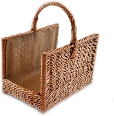 Houtmand Riet - Draagmand Wicker - Haardhout Opslag - Handgemaakt EU Kwaliteit - 36x53x30cm - Bruin