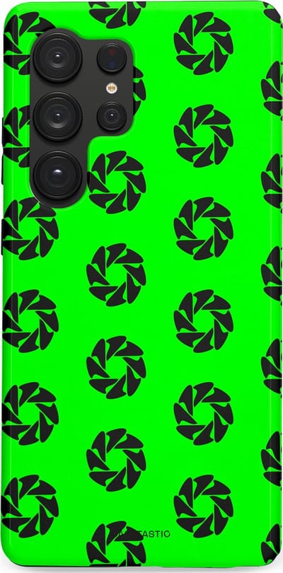 Casetastic hoesje geschikt voor Samsung Galaxy S25 Ultra - Dubbellaagse bescherming - Neon Groene Cirkels - Fashion Case - Groen Zwart