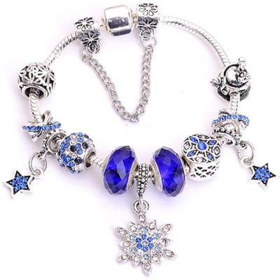 Europese originele kristal bedelarmband voor kinderen vrouwen met verzilverde slangenketting merk armband authentieke sieraden 17cm gray