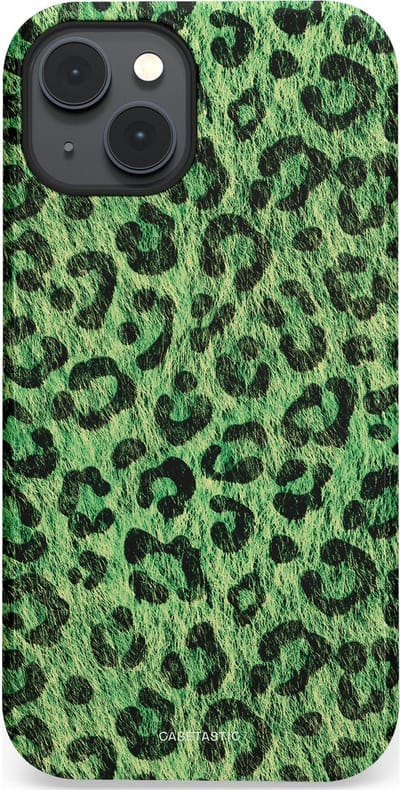 Casetastic hoesje geschikt voor Apple iPhone 14 - MagSafe - Dubbellaagse bescherming - Groene Panterprint - Fashion Case - Donkergroen Zwart