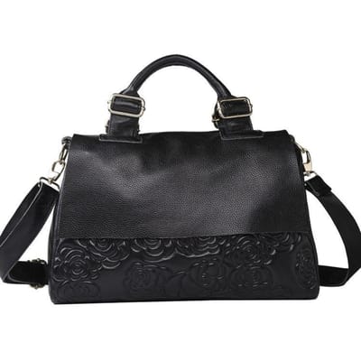 Nieuwe Dameshandtas van Echt Leer Grote Tas Modieuze Leren Dames One-shoulder Crossbody Tas met Grote Capaciteit black