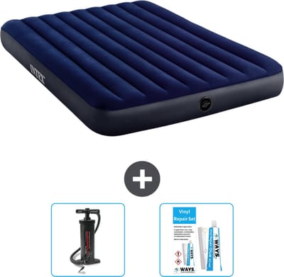 Intex Luchtbed - 2-Persoons - 152 x 203 x 25 cm cm - Blauw - Inclusief Pomp en Reparatieset