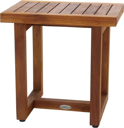 Douchebank Teak - Badkamerbankje Hout - Ontspannen Douchen - Duurzaam Massief Teak - 45.7 cm - Bruin