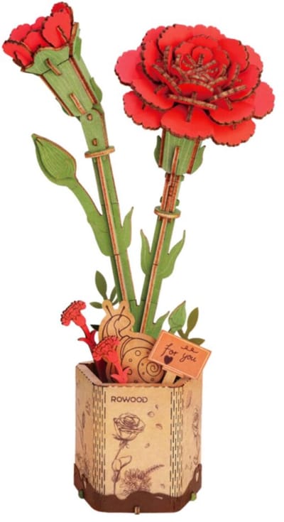 Robotime Robotime Red Carnation TW052 - Knutselen - DIY - Houten bouwpakket - Volwassenen - Bloemen - Creatief
