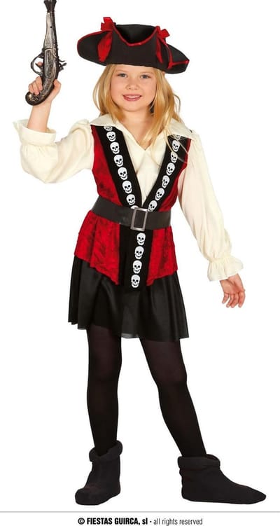 Fiestas Guirca - Kostuum Skull Pirate (3-4 jaar) - Carnavalskleding - Carnaval - carnavalskleding 2027 - Carnaval kostuum