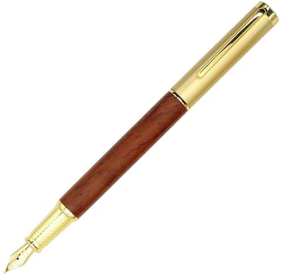 Dailygoods - Gullor Sandelhout massief houten vulpen, fijne penpunt (0,5 mm punt), rood
