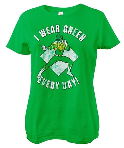 Power Rangers Dames I Wear Green Every Day Girly T-shirt