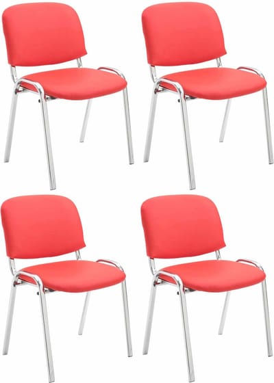 CLP Ken Set van 4 stoelen - Met Chroom - Kunstleer rood