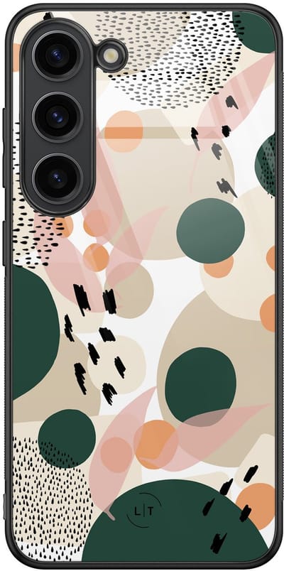 Hoesje geschikt voor Samsung Galaxy S23 - Abstract painted - Luxe Glazen Hardcase - Print / Illustratie - Multi