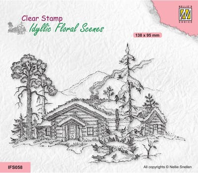 Nellie Snellen Idyllic Floral Scenes Clear Stempel Wintery Scene with House