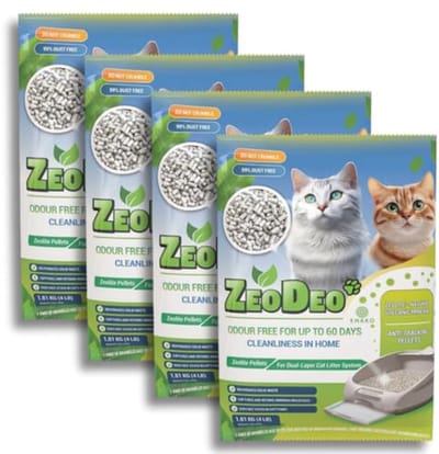 Natuurlijke Zeoliet Kattenbakkorrels voor Dubbellaagse Kattenbakvulling - Set van 4 × 1,81 kg