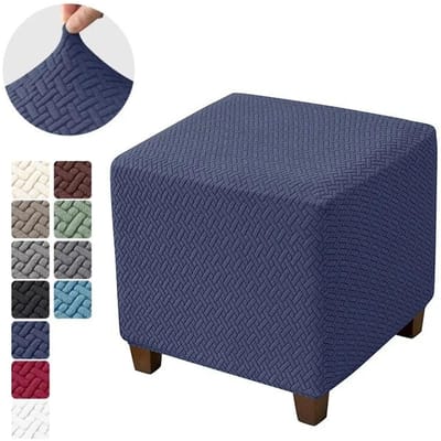 1PC Stretch Ottoman Krukhoes Jacquard Elastische Vierkante Voetsteunhoezen All-inclusive Anti-stof Voetenbank Hoezen Woonkamer S Stool cover