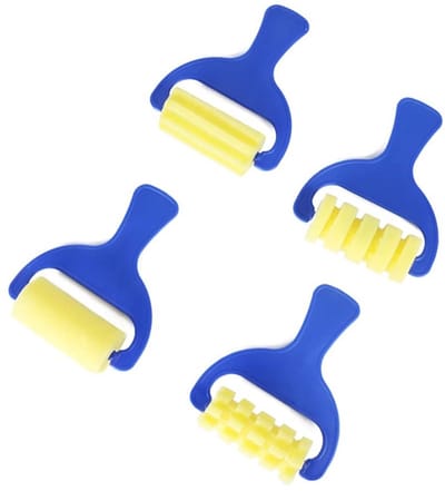 Dailygoods- Sponsroller Set van 4 - Hoogwaardig EVA-materiaal - Comfortabel handvat - Kunstbenodigdheden - Creatieve patronen - Veilig en duurzaam - Verfroller