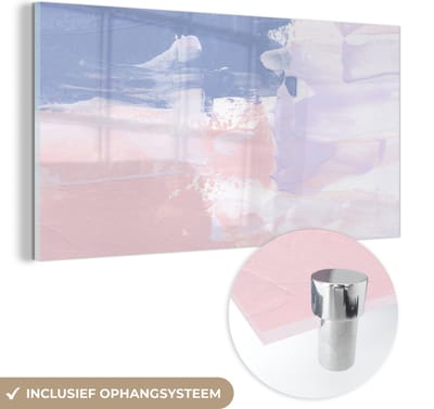 MuchoWow® Glasschilderij 40x20 cm - Schilderij acrylglas - Pastel - Design - Verf - Foto op glas - Schilderijen