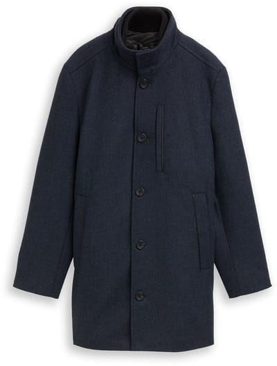 Tom Tailor - 2-in-1 wollen jas met afneembare binnenjas - Maat XXXL - blue small herringbone
