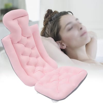 Badkussen Full Body - Badmat met kussen - Ontspannen in bad - 10 Antislip zuignappen - 78x35 cm - Roze