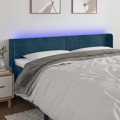 vidaXL - Hoofdbord - LED - 203x16x78/88 - cm - fluweel - donkerblauw